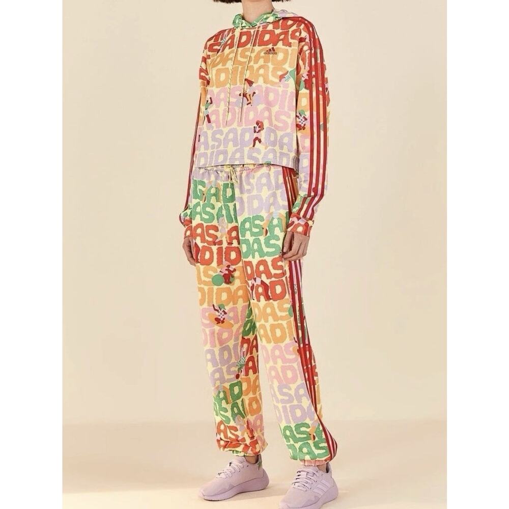 Adidas Farm Rio Collab Hoodie Joggers Track Suit Medium Log Multicolor Graphic